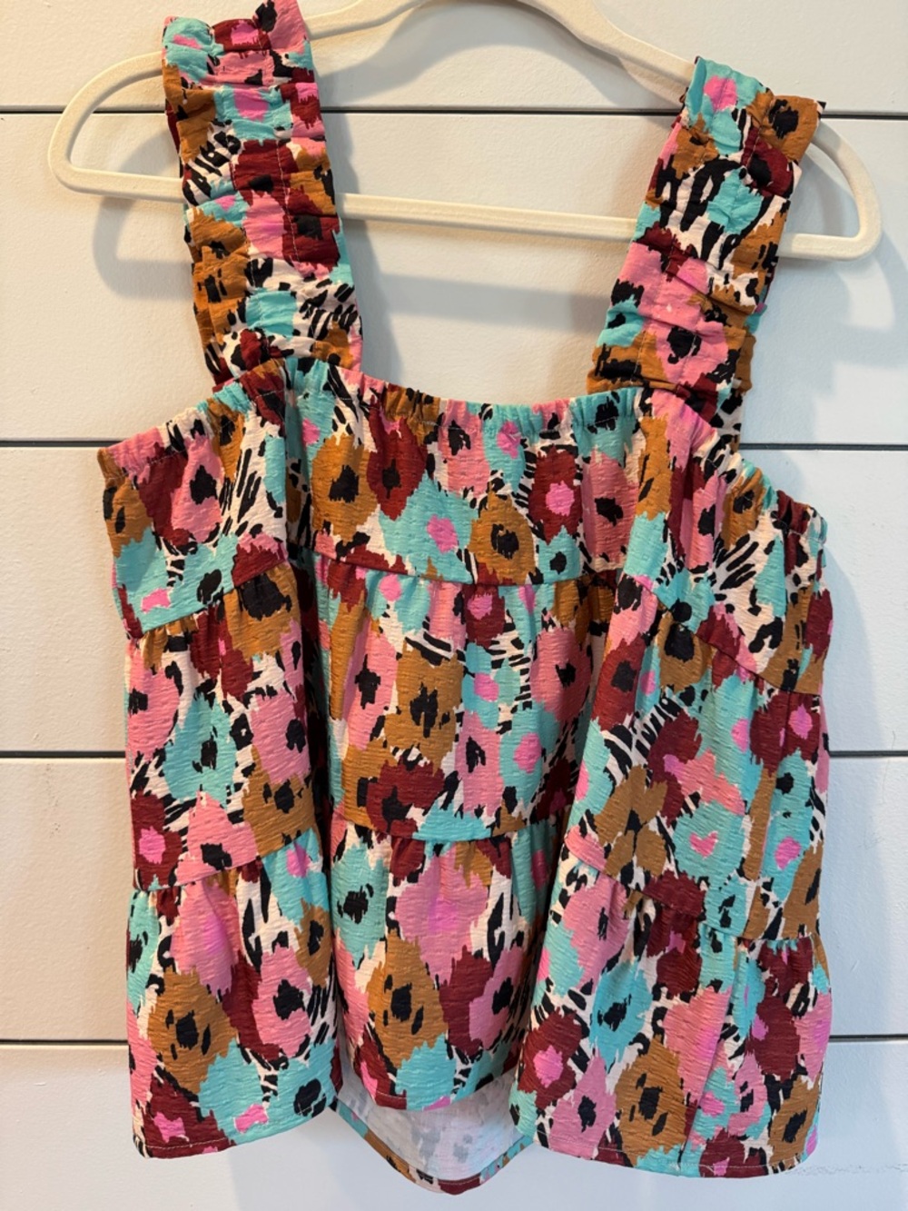 THML Multicolor Leopard Print Tank Top - Turquoise, Pink, Mustard, Burgundy